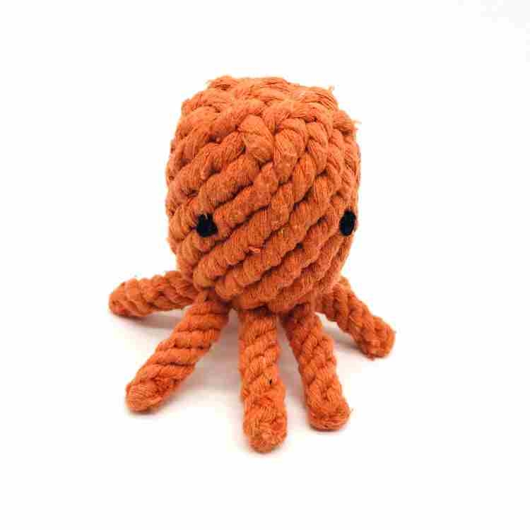 Cotton rope  squid shaped dog toy