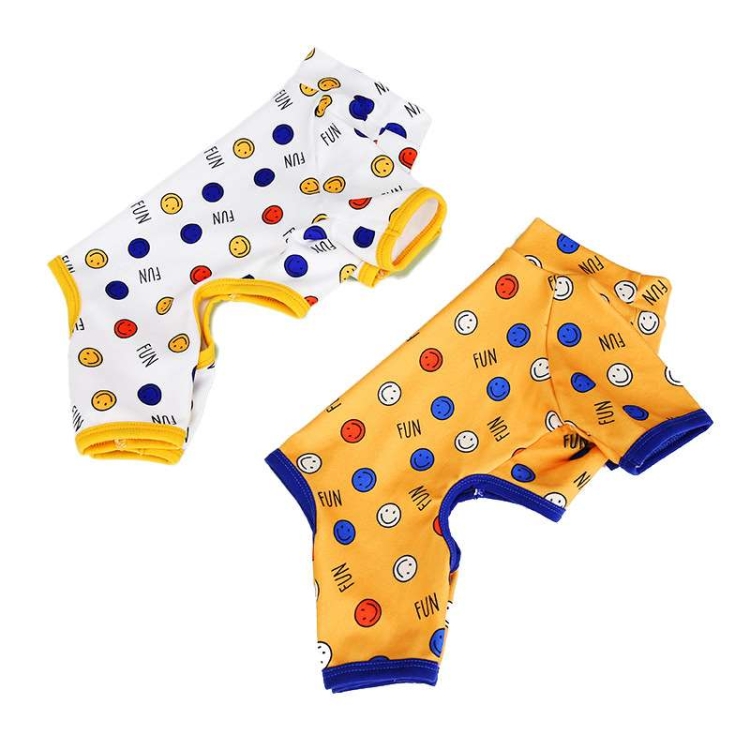 Summer dog clothes with fun smiling pattern