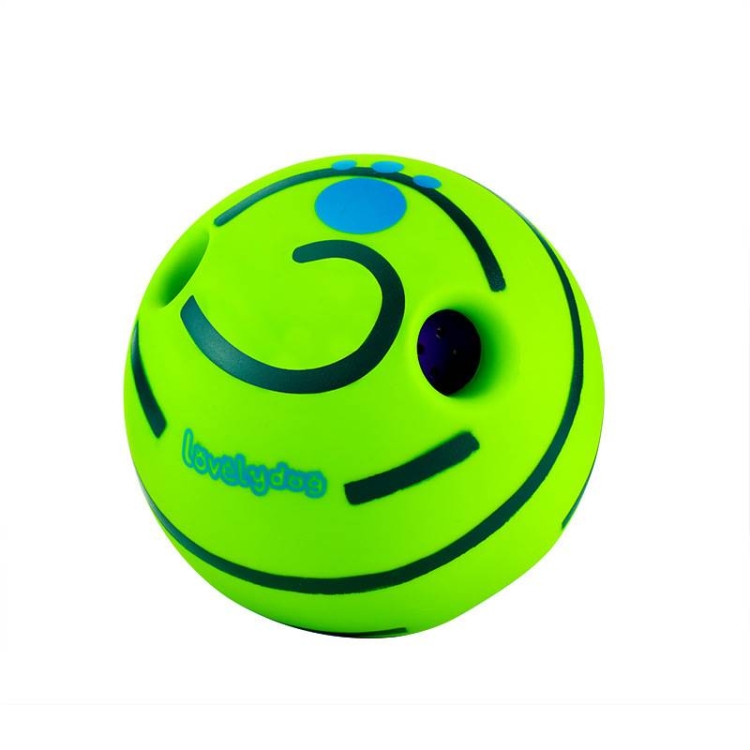 Tennis-shaped dog training ball that makes noise