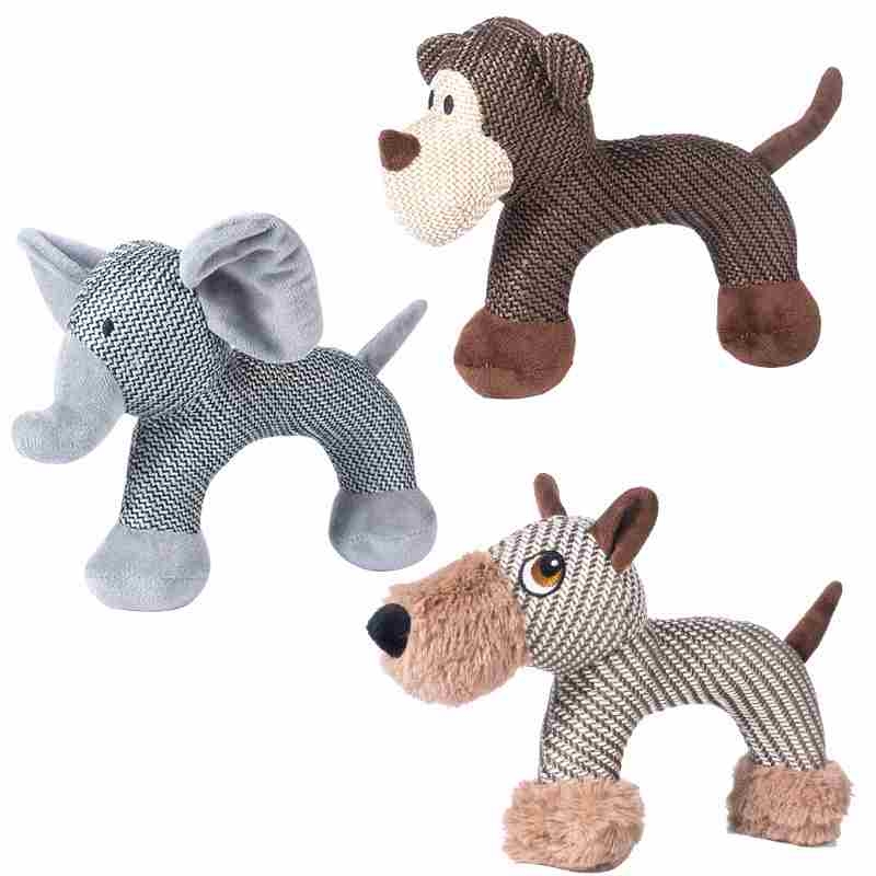 Linen Plush Elephant Monkey dog toy