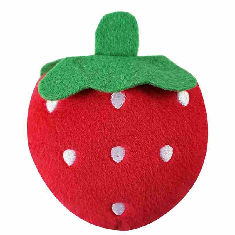 Plush fabric strawberry shaped dog toy