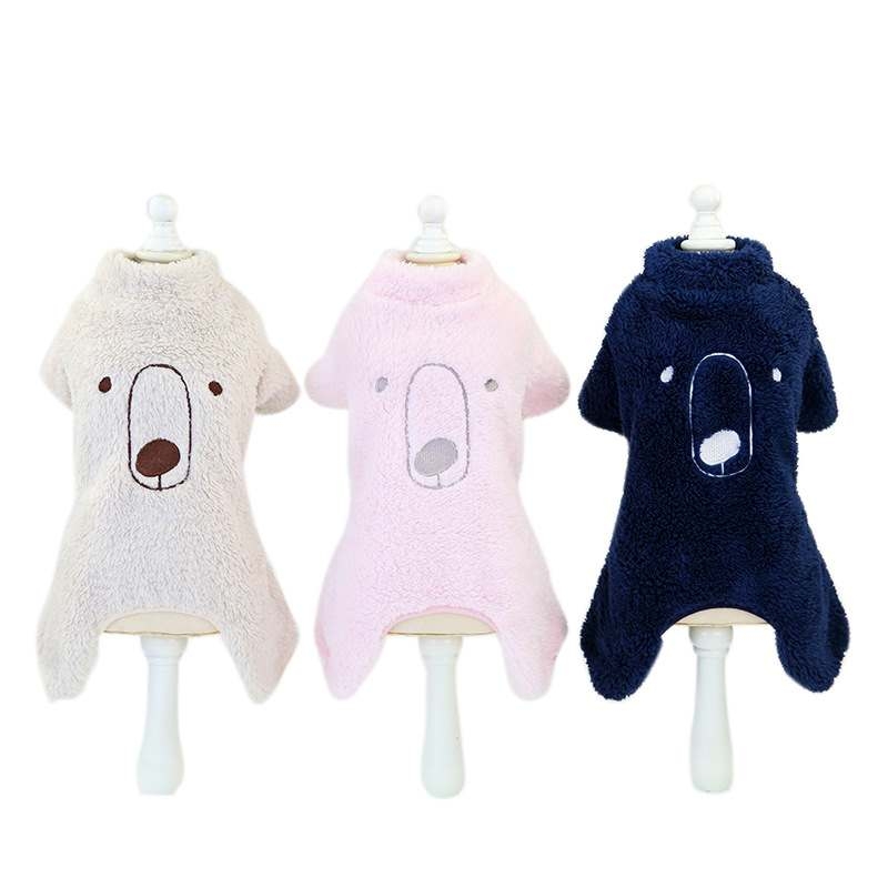 Winter apricot pink blue dog clothes with simple pattern