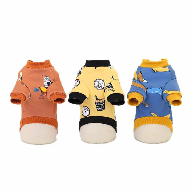 Winter khaki blue yellow dog clothes with different pattern
