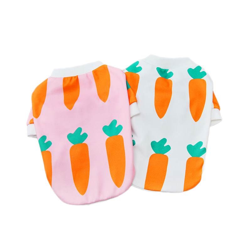 Winter white pink dog clothes with carrot pattern