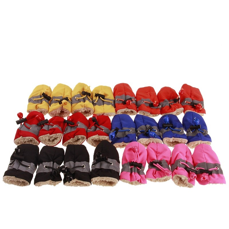 Plush winter soft-soled dog shoes in assorted colors