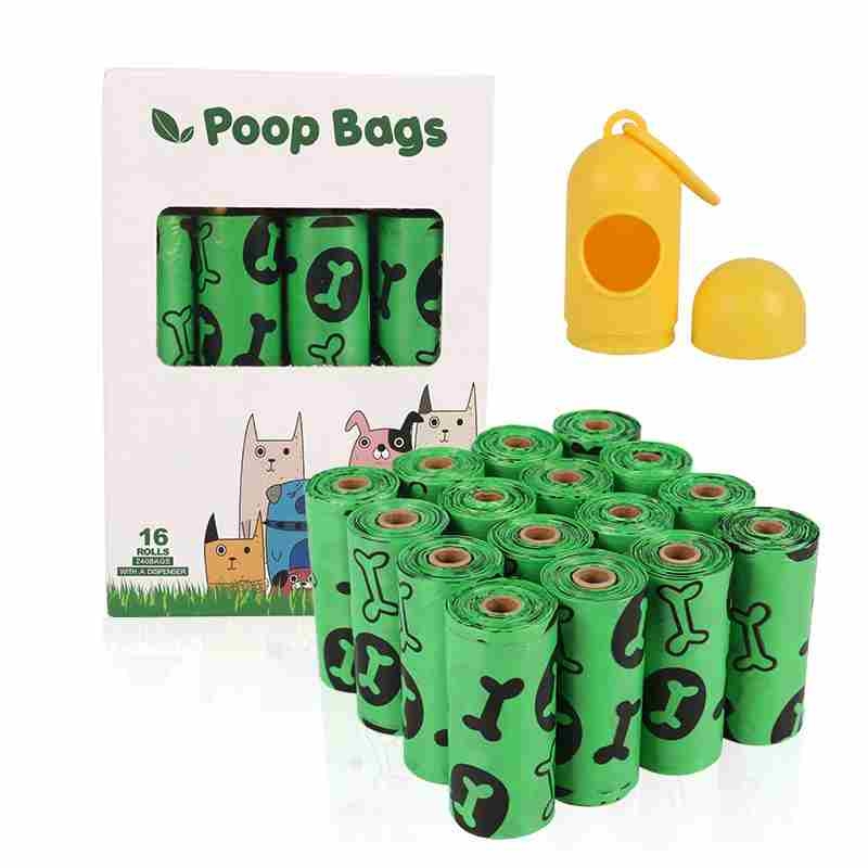 16 rolls degradable pet waste collection bag with dispenser