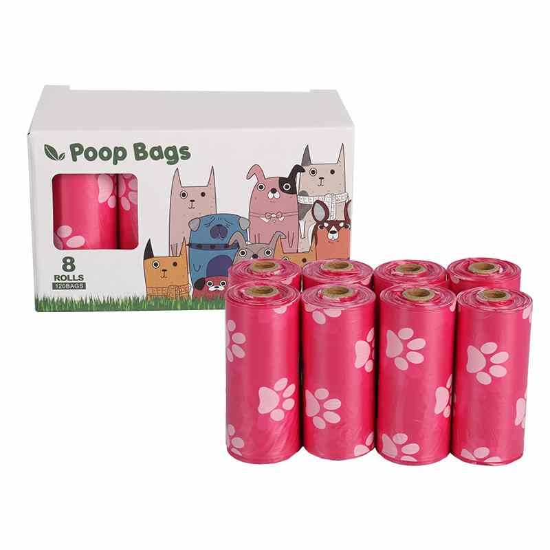 8 rolls degradable pet waste collection bag with white box package