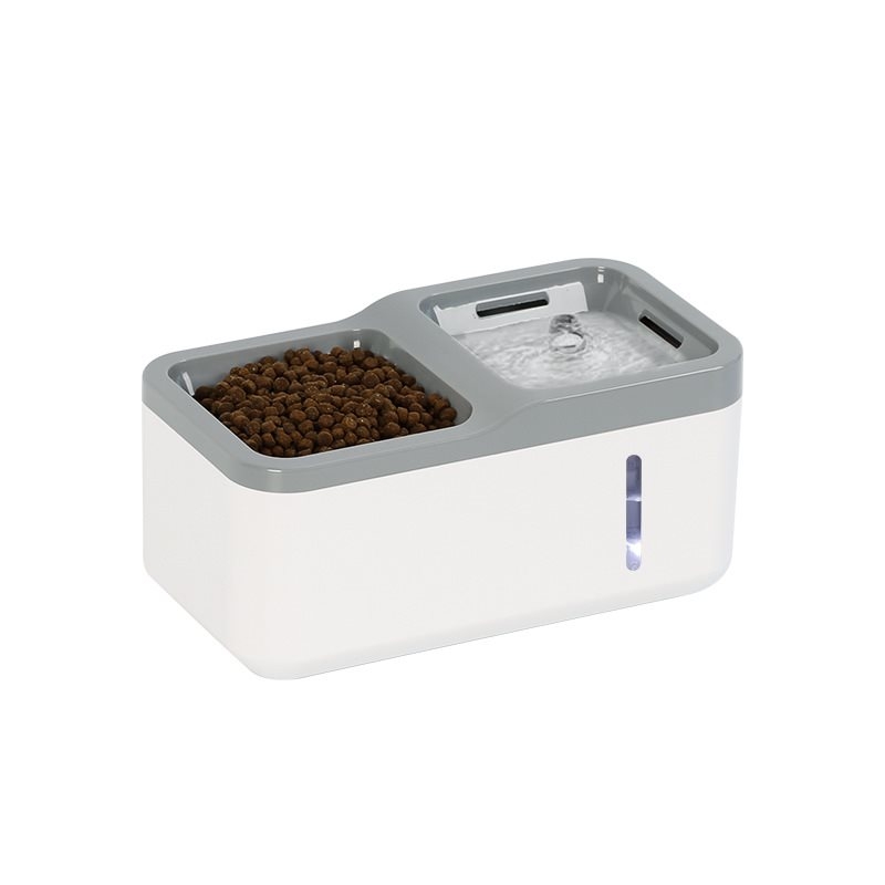 Automatic circulating water dispenser with food bowl