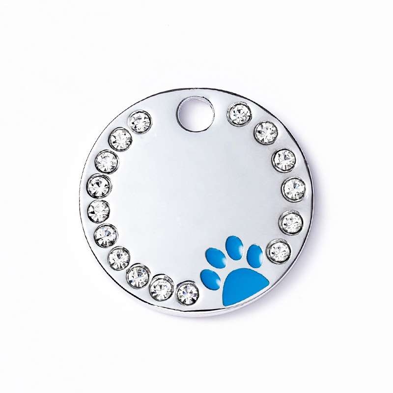 Round pet tag with dog footprint pattern