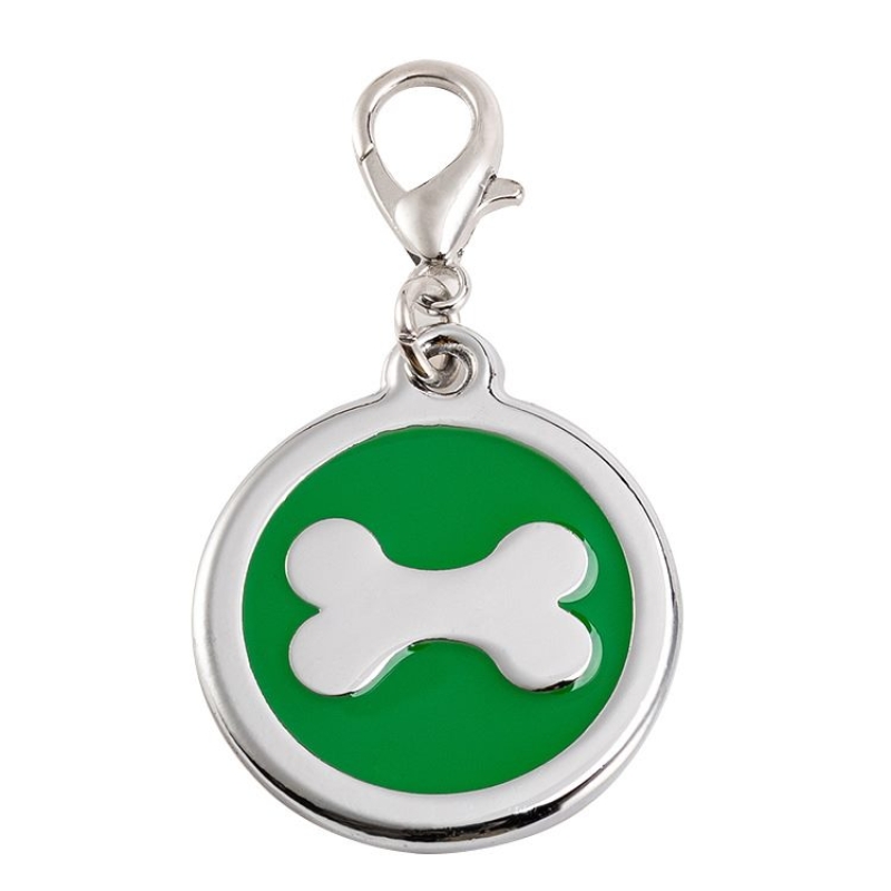 Round pet tag with bone pattern