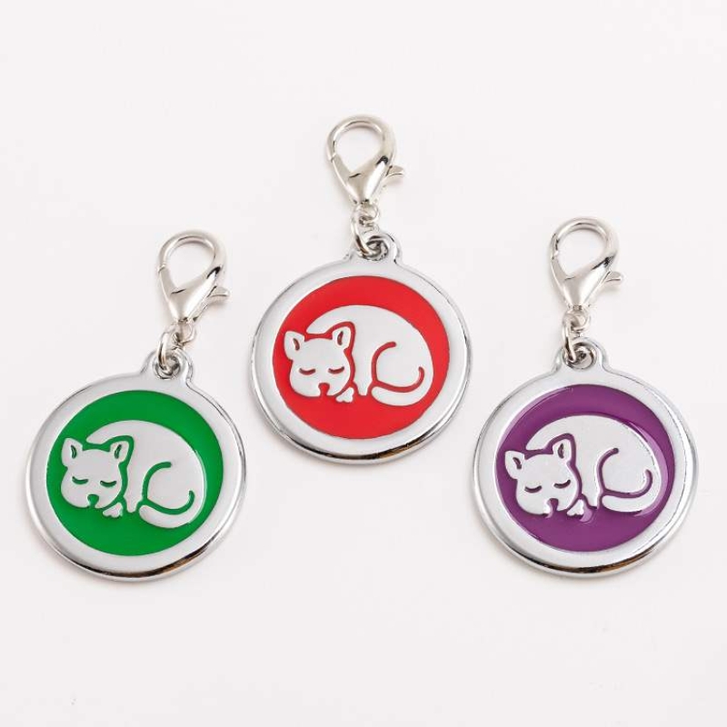 Round pet tag with puppy pattern