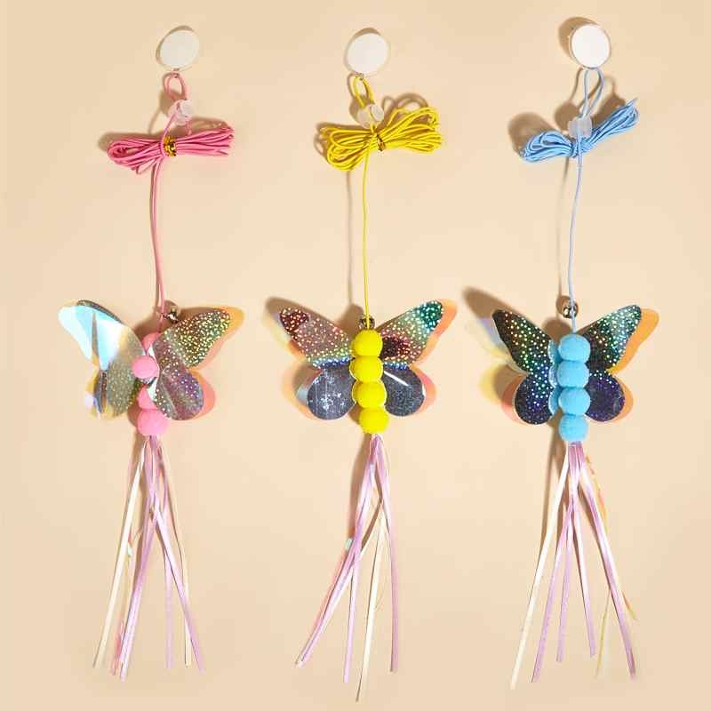 Butterfly shaped hanging cat toy