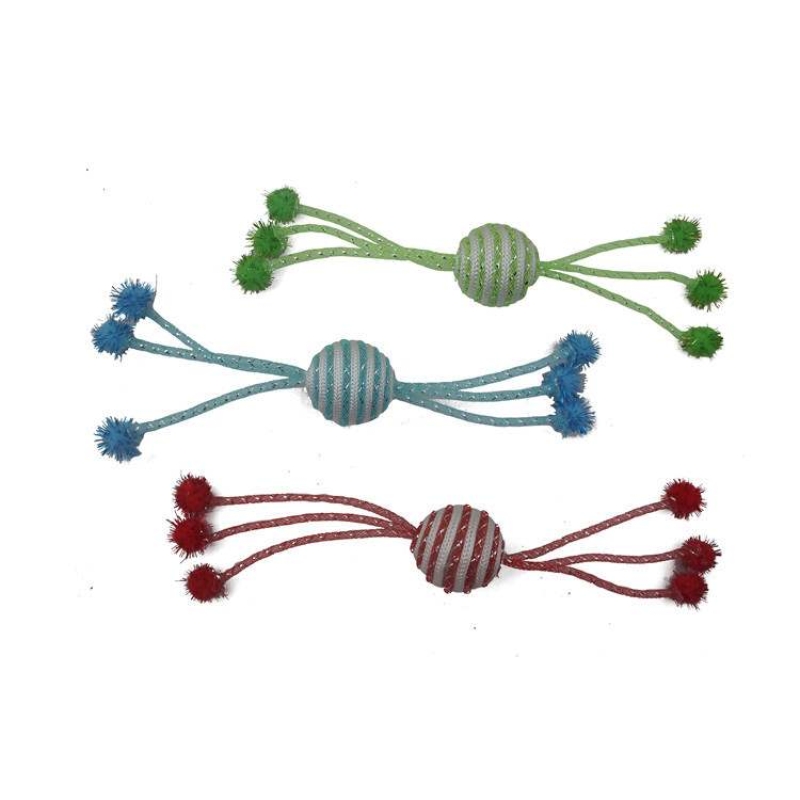 Colorful rope ball cat toy