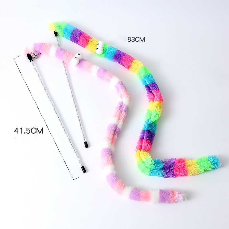 Funny cat stick in the form of a rainbow snake