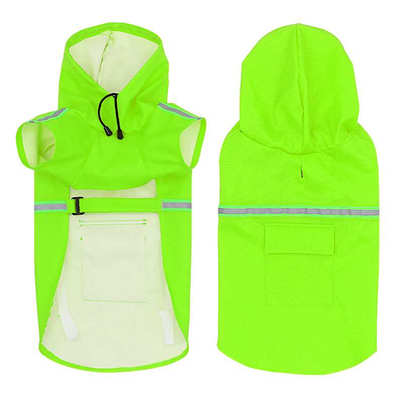 PU Medium Big Dog Cape Style Reflective Striped Hooded Raincoat