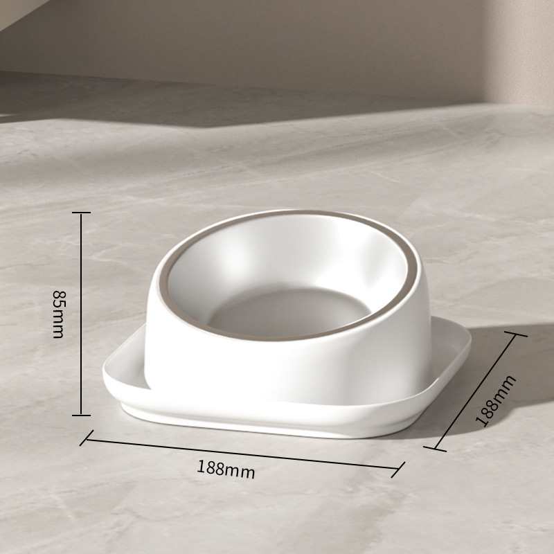 White yellow o range Oblique pet bowl