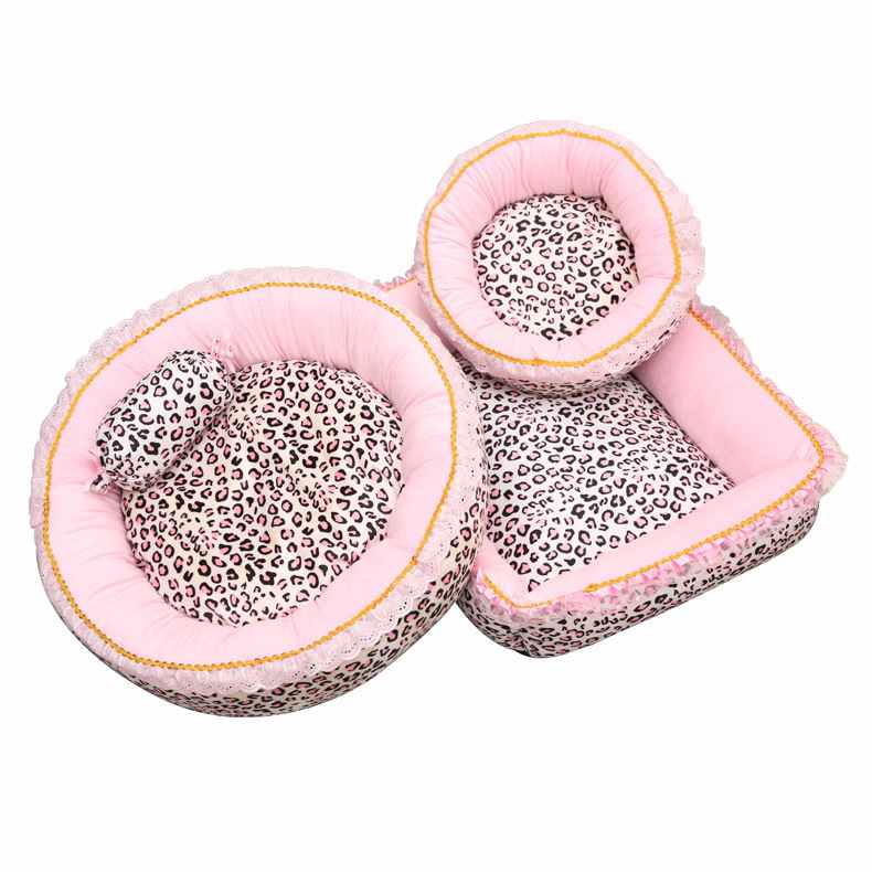 Pink Leopard Lace Pet Bed