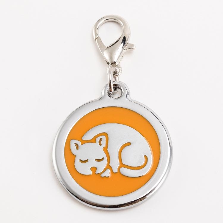 Round pet tag with puppy pattern