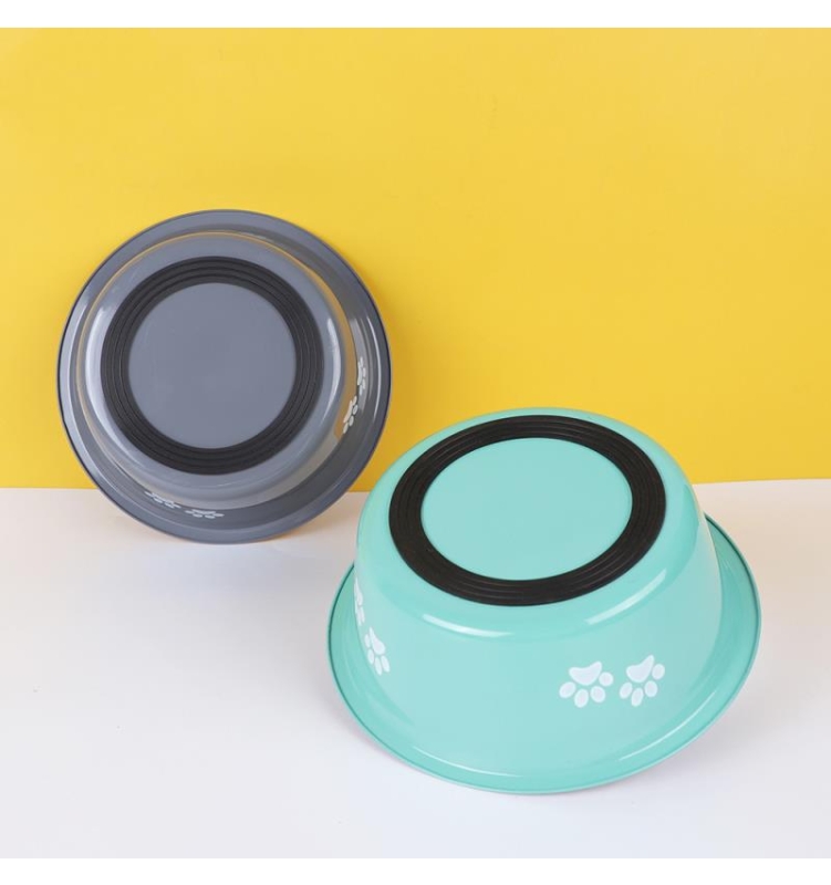 Stainless Steel Printed Pet Food Bowl with silicone non-slip bottom