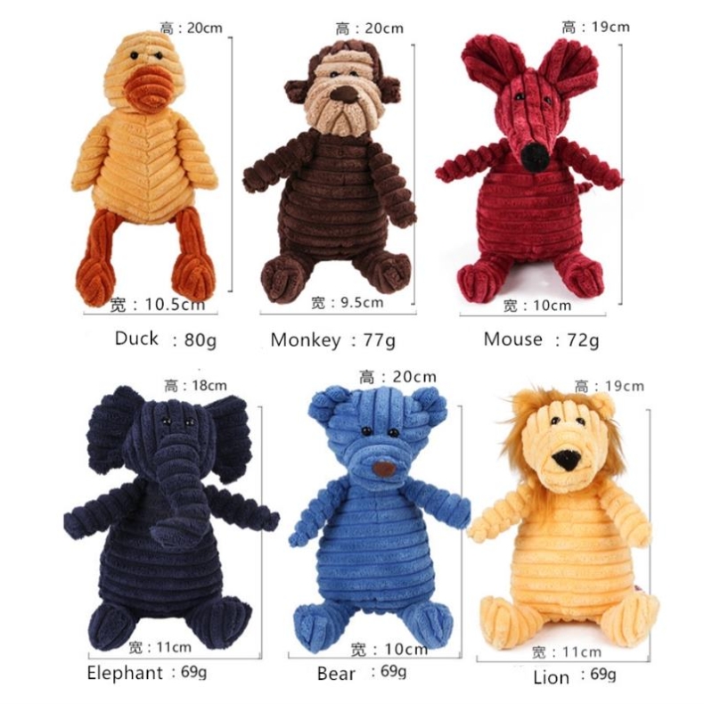 Corduroy  Duck Monkey Mouse Elephant Bear Lion shaped dog toy