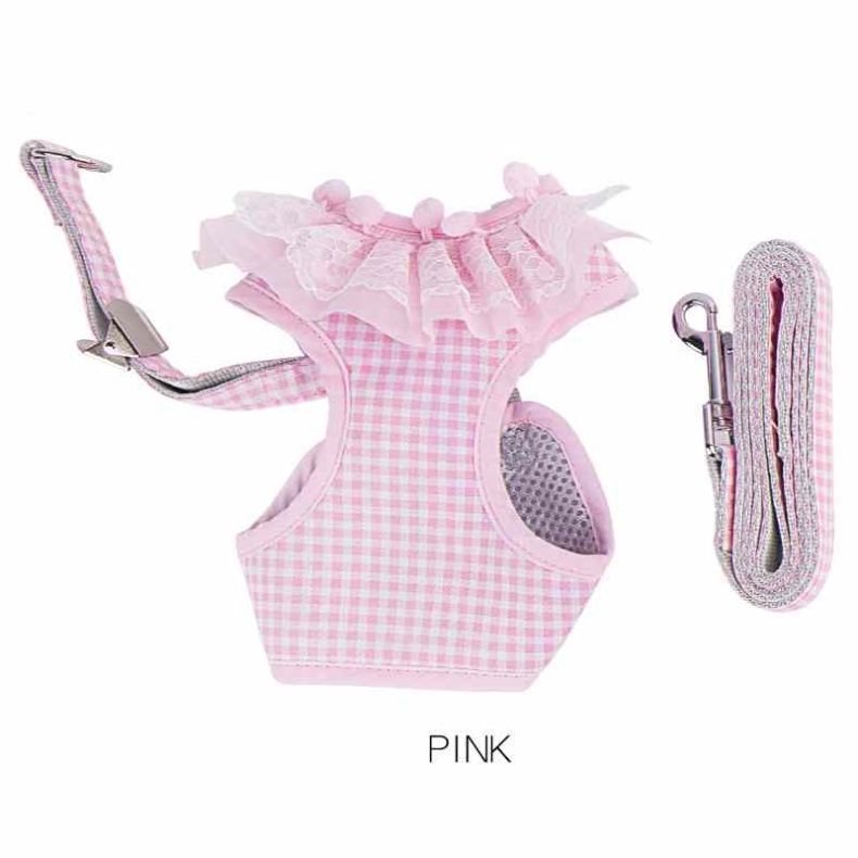 Polyester Plaid Lace harness leash set