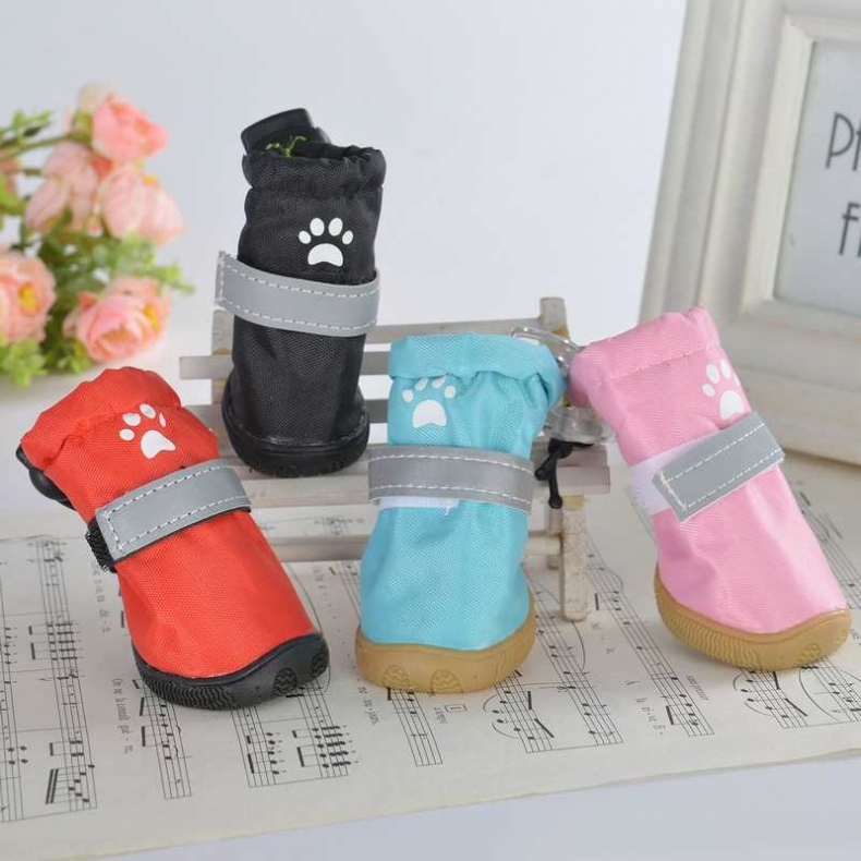 Red Blue Pink Black Waterproof Reflective Pet Rain Shoes