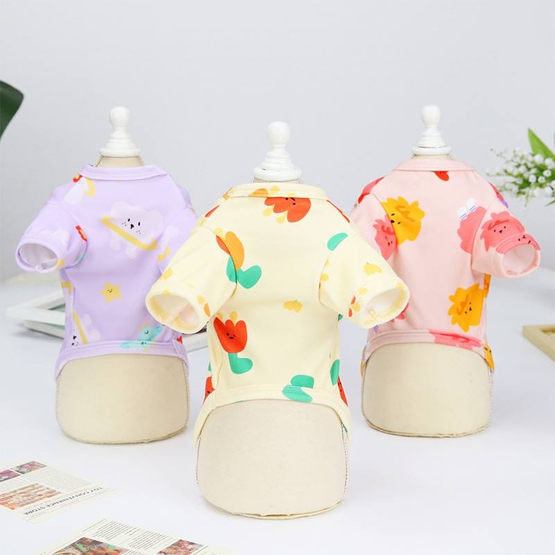 Summer dog clothes with Variety of animal flowers pattern