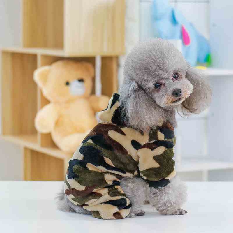 Winter grey green dog clothes with camouflage pattern