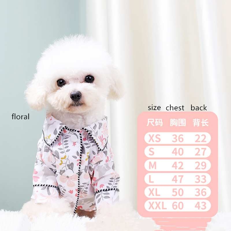 Pink black blue rabbit flower pajamas for dog