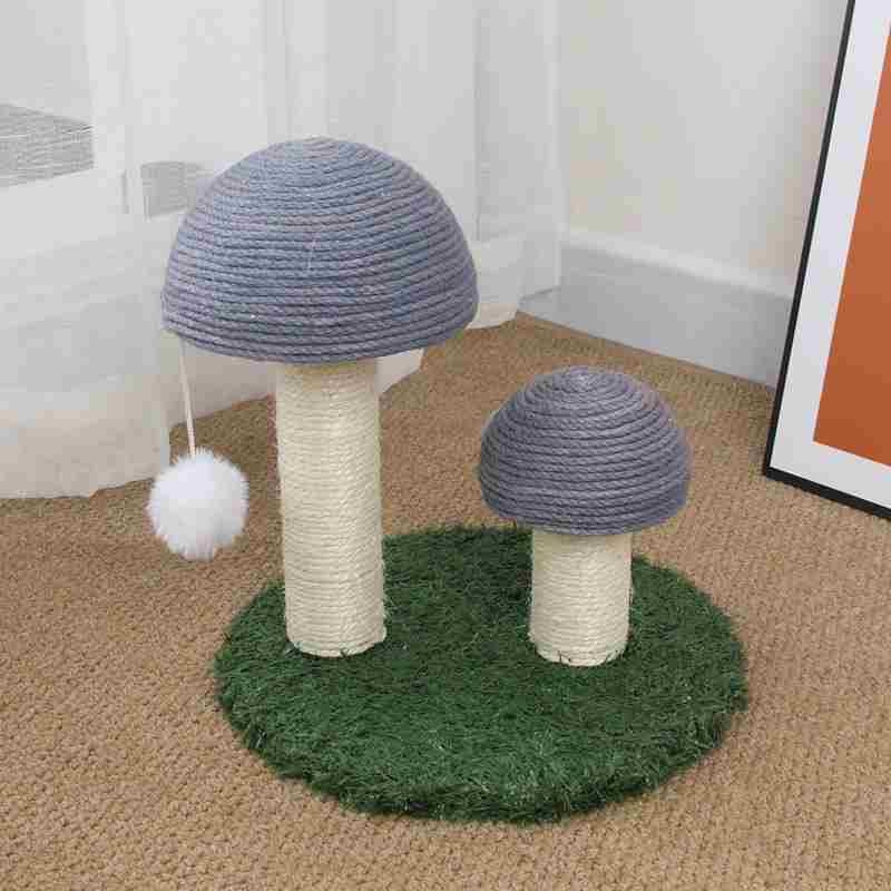 Cat climbing frame in various colors in the shape of sisal mushrooms