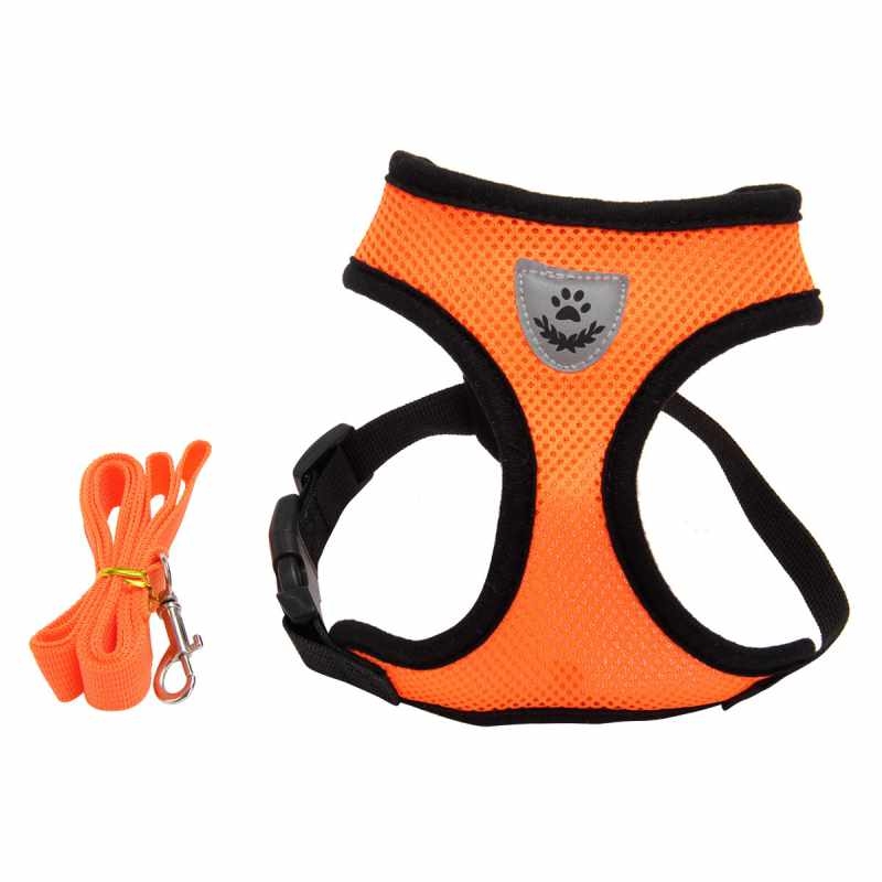 Sandwich Mesh Reflective Strip harness and leash set