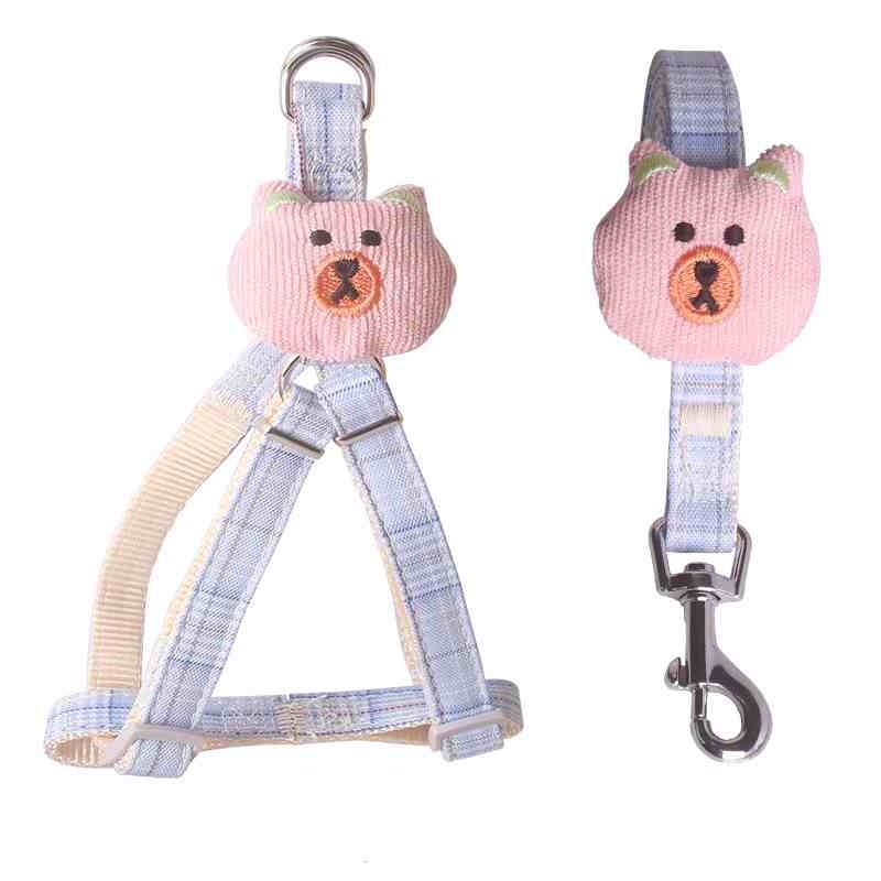 Cute bear doll blue pink grey red pet harness with leash