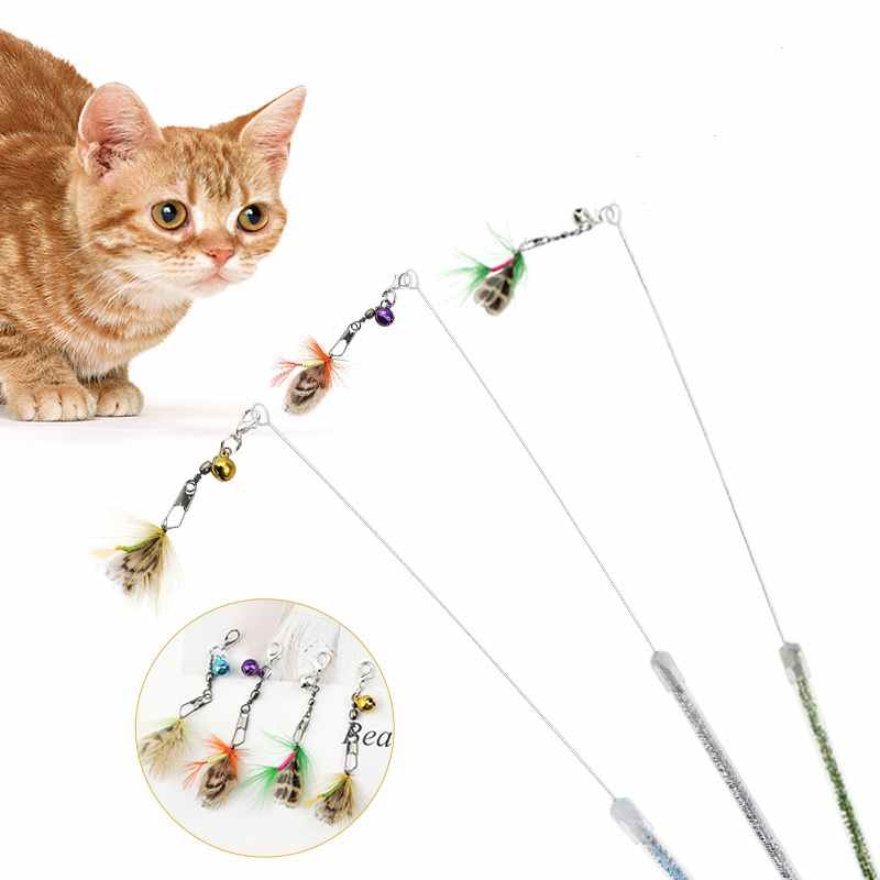 Long rod wire feather funny cat stick