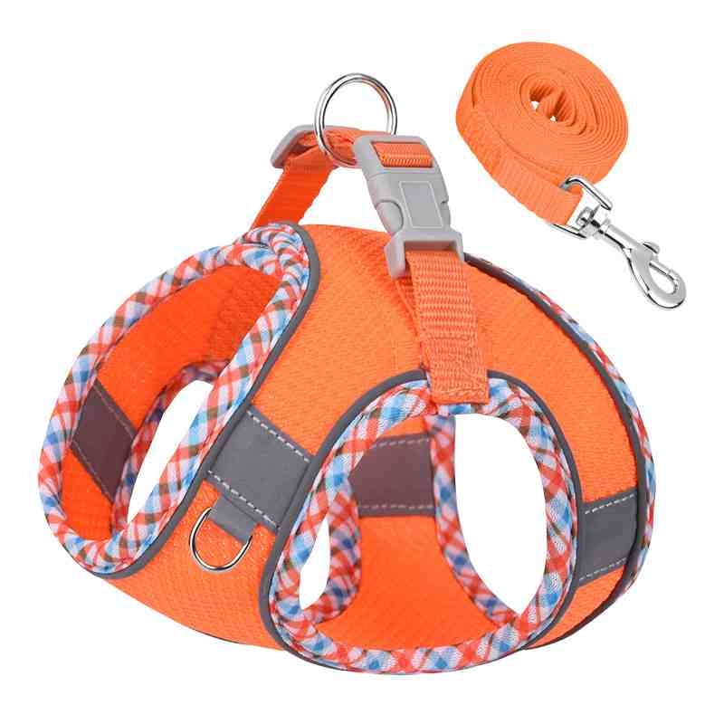 Breathable pet harness and leash set in various colors