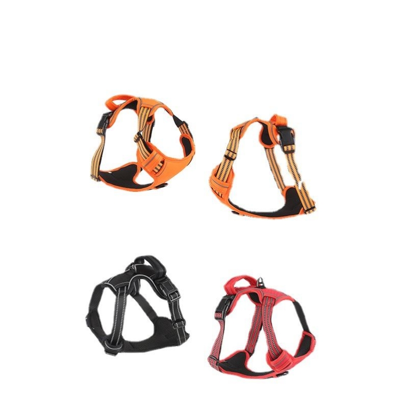 Polyester black red orange pet harness